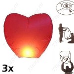 Большой Китайский небесный фонарик в форме сердца - в комплекте 3 штуки!